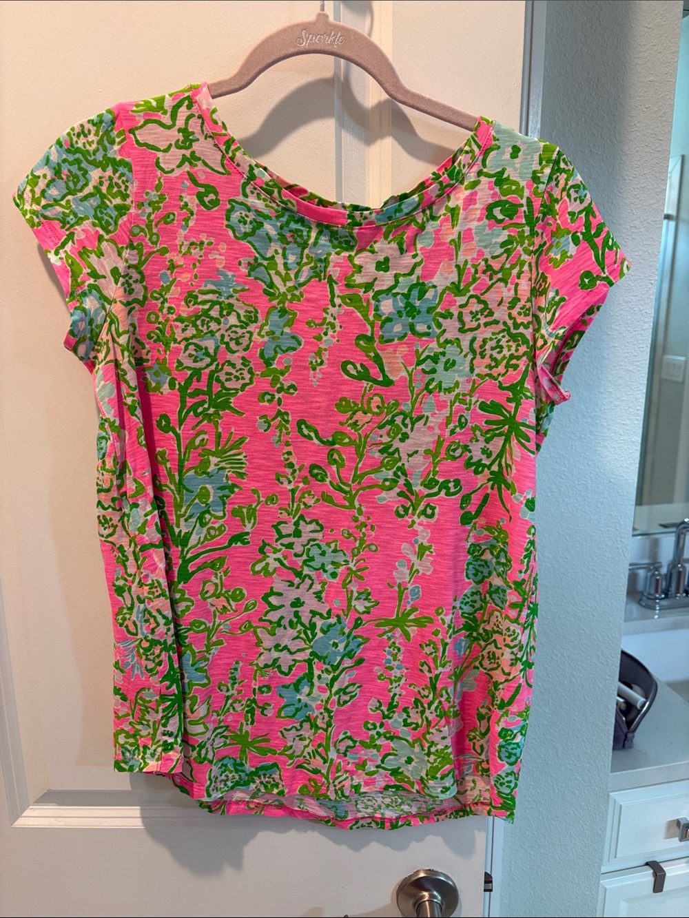 Lilly Pulitzer Neon Pink Floral Short Sleeve Tee